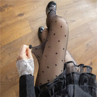 Pantyhose Woman Ultra thin Red Heart-shaped Dots Sexy Stockings Breathable Comfortable Long Black Stockings for Women