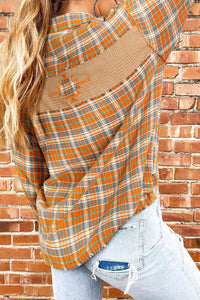 Plaid Embroidery Patch Button-Down Shacket