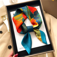 Print 70cm Silk Satin Headkerchief Women Luxury Design Neck Tie Scarf Female Hair Hand Wrist Foulard Shawl Hijab Bandana