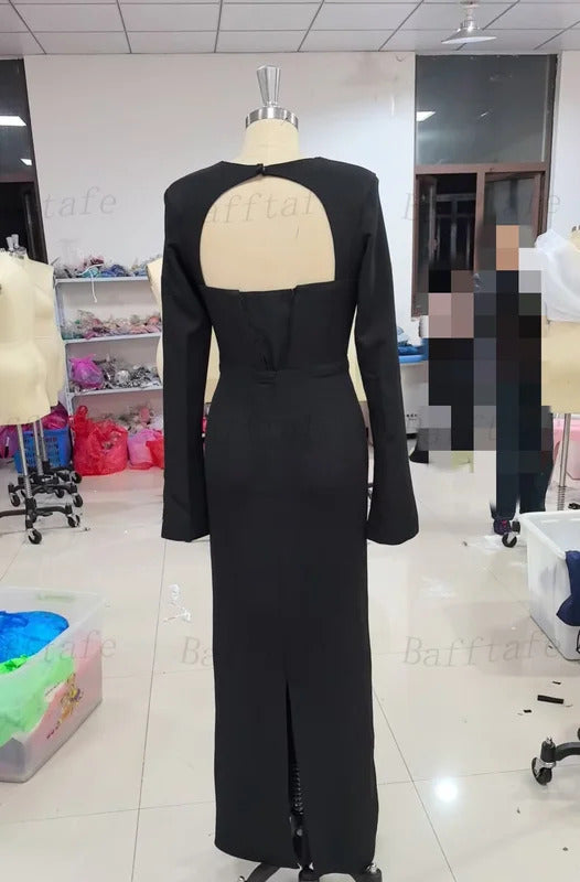 Customized Mermaid Black Prom Dresses Arabia Long Sleeves Formal Evening Dresses Women Wedding Party Gowns vestidos de noche