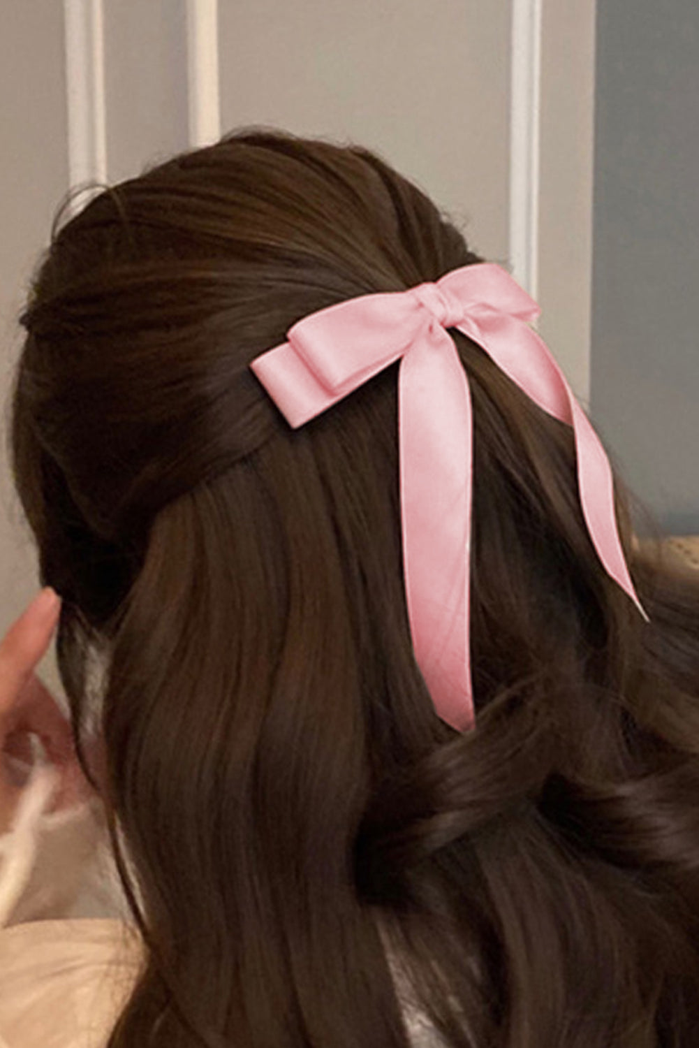 Pink Satin Knot Bow Hair Clip