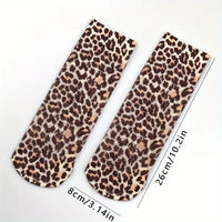 Chic Leopard Print Mesh Socks for Women - 2-Pack: Lightweight, Durable & Soft, Elevate Your Style & Comfort