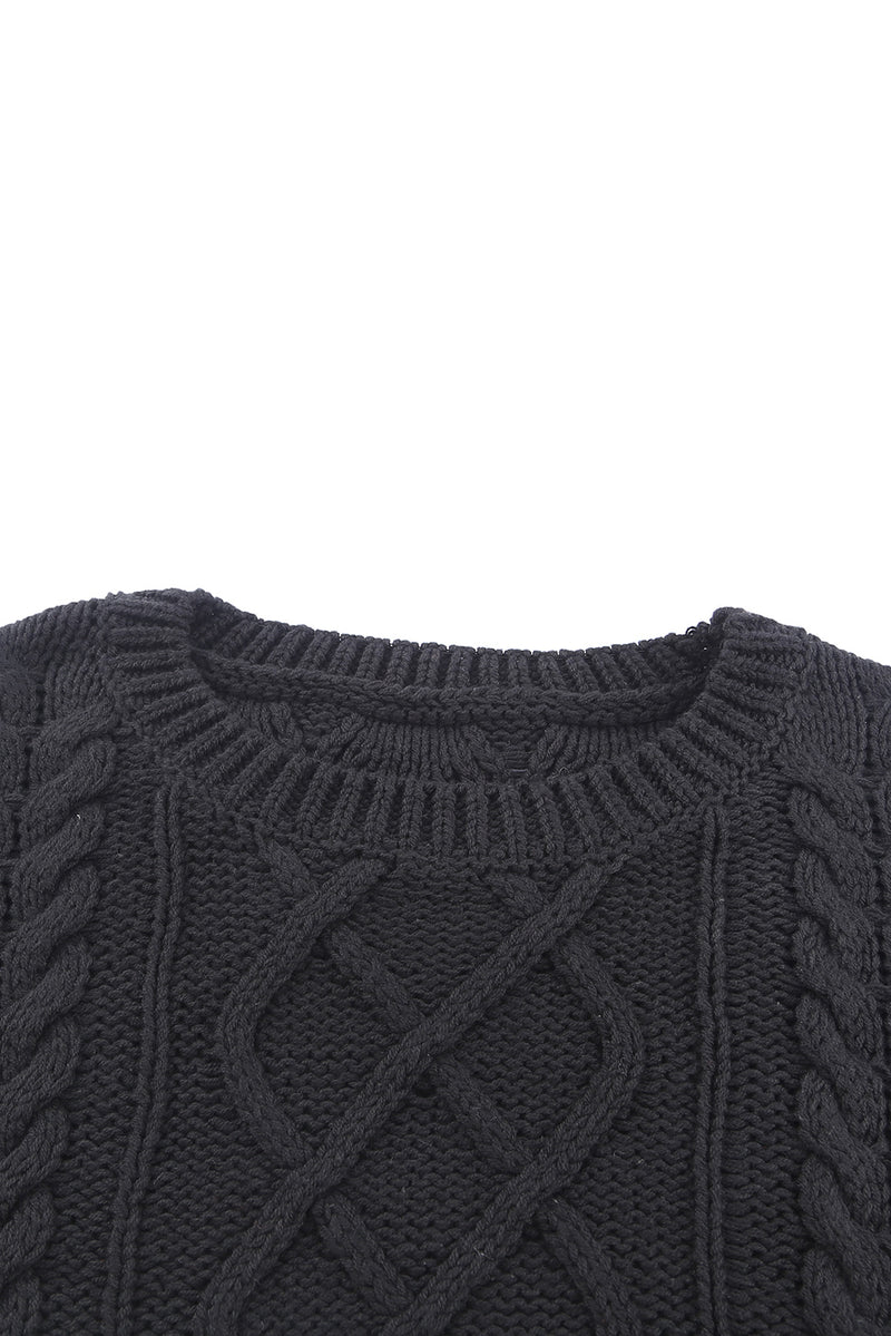 Black Striped Color Block Textured Knit Pullover Sweater