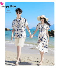 2024 Summer Holiday Family Vacation Look Clothes Dad and Son Shirts Two Piece Outfits Sets Mom and Daughter Short Sleeve Dress