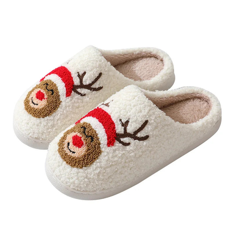 2024 Autumn Winter Family Fashion Slippers Women Home Warm Cartoon Flat Sandals Men Cute Non-slip Slides Couples Christmas Shoes