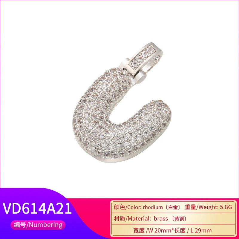 ZHUKOU 20x29mm delicate 26 silver color letter pendant for women handmade DIY necklace earrings jewelry accessories mode: VD614