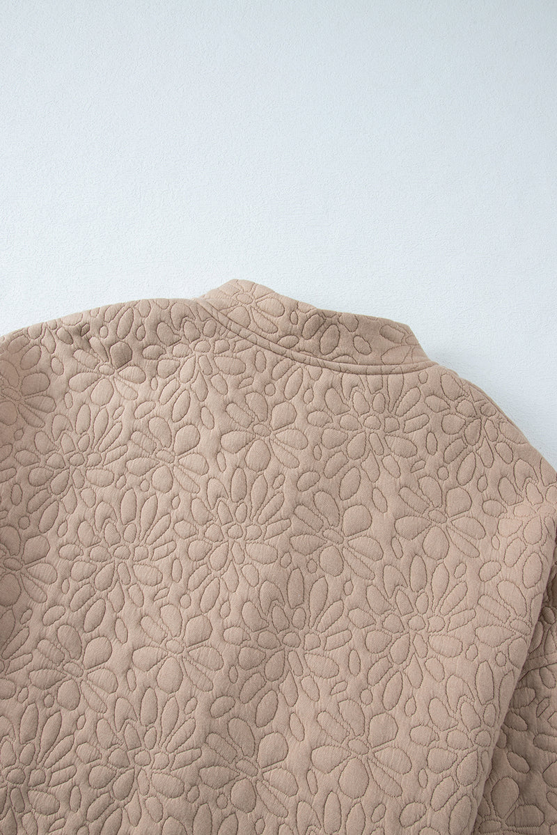 Light French Beige Floral Quilted Jacket