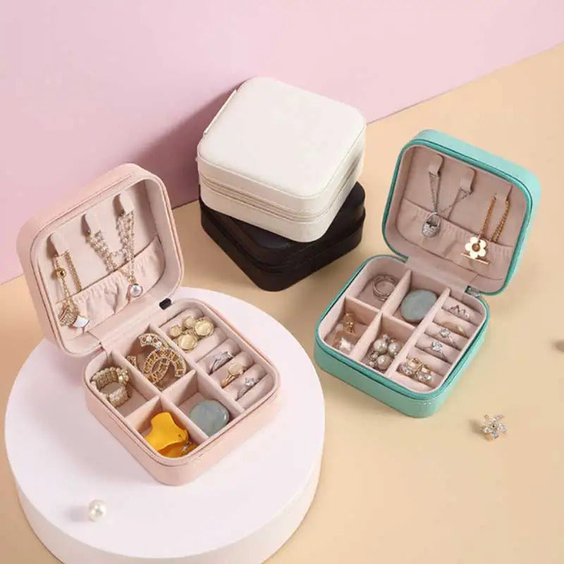 Portable Jewellery Box Ring Box Necklace Earring Storage Box Home Travel Jewellery Box Leather Display Case