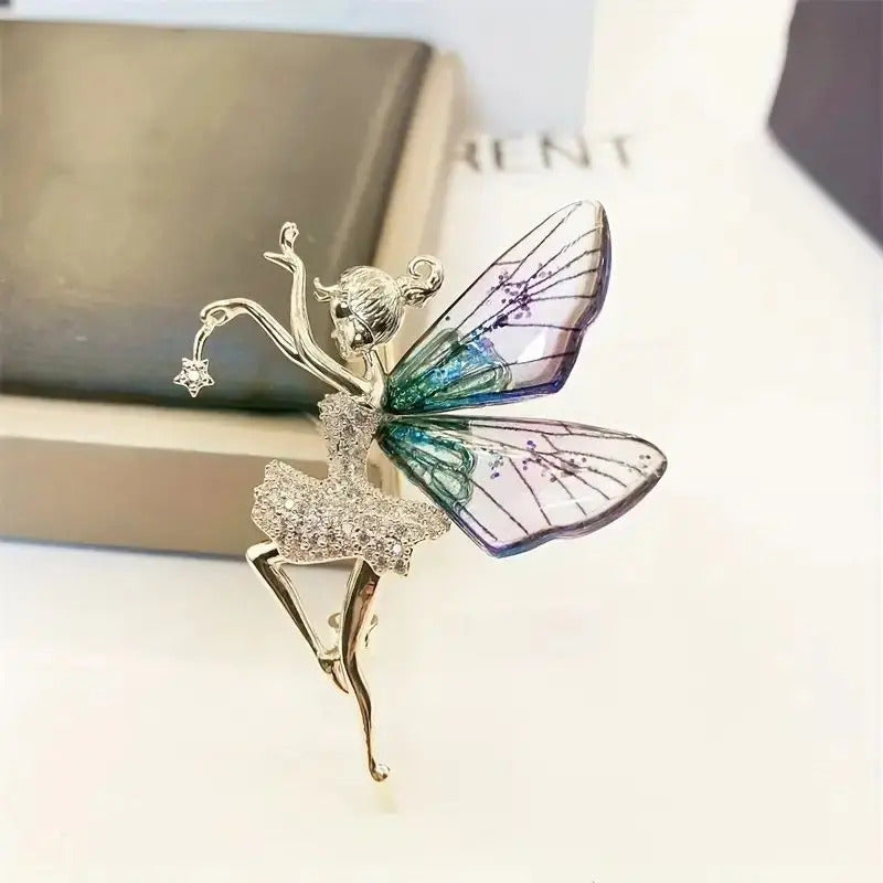 Trendy Faery Elf Butterfly Dragonfly Acrylic Brooches For Women Girls Multicolour Plastic Insect Birthday Party Daily Jewelry