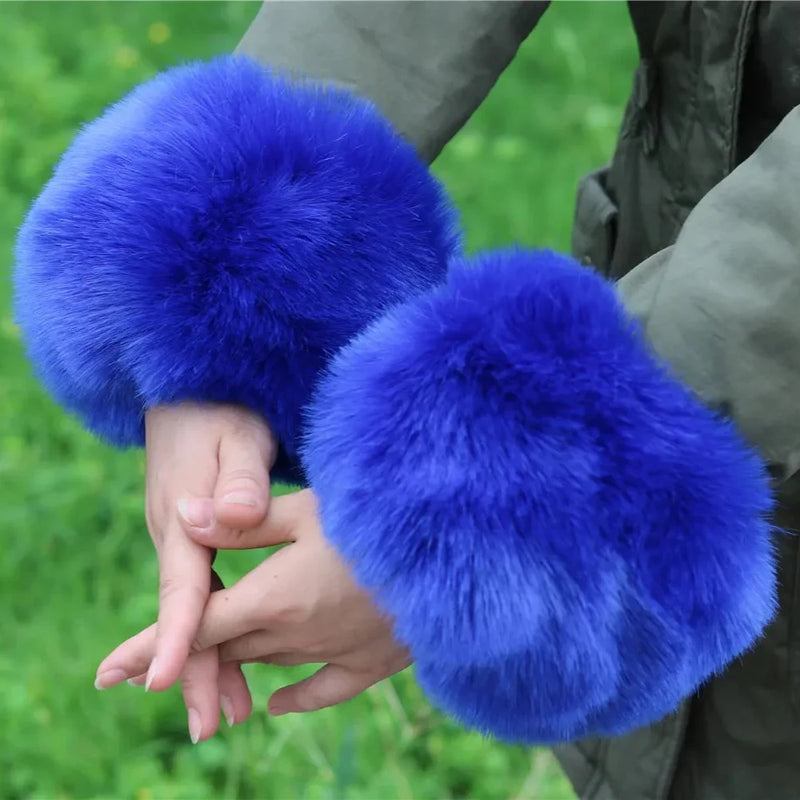 Imitation Raccoon Fox Hair Fluffy Hand Rings Fluffy Wrist Guards Women's Cuffs Imitation Rabbit Fur Bracelets Cuffs Wrist Covers