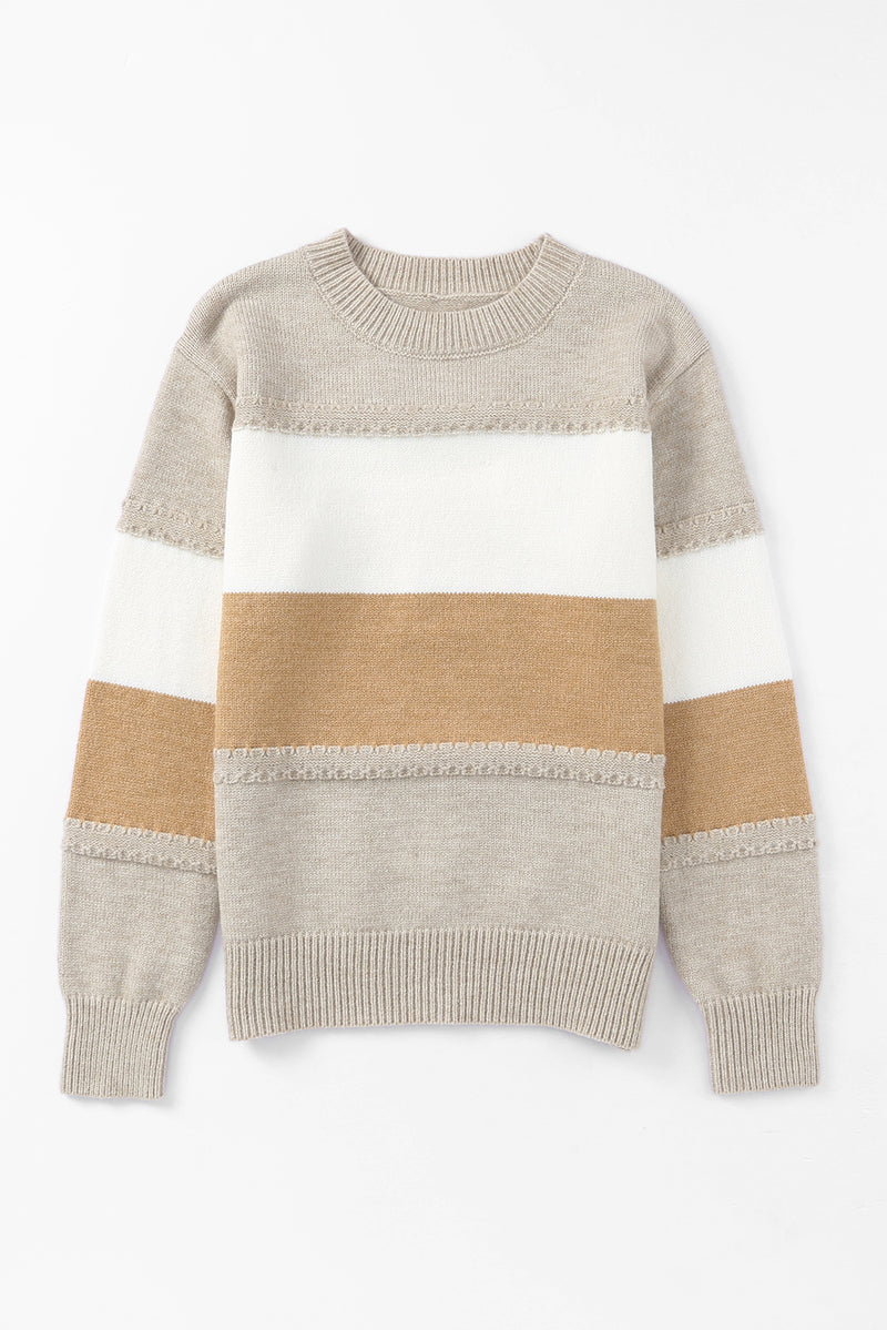 Multicolor Chunky Striped Mock Neck Pullover Sweater