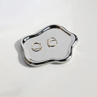 1pc Irregular Ceramic Jewelry Tray For Jewelry Display And Key Storage - Desktop Decorative Ornament