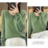 100% pure wool cashmere sweater women's V-neck pullover casual knit top autumn and winter women's coat Korean fashion