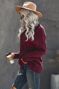 Wine Oversize Thick Pullover Sweater