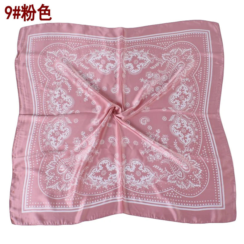 European and American Hot Sale Vintage Paisley Small Cashew Flower 70*70 Satin Square Silk Scarf