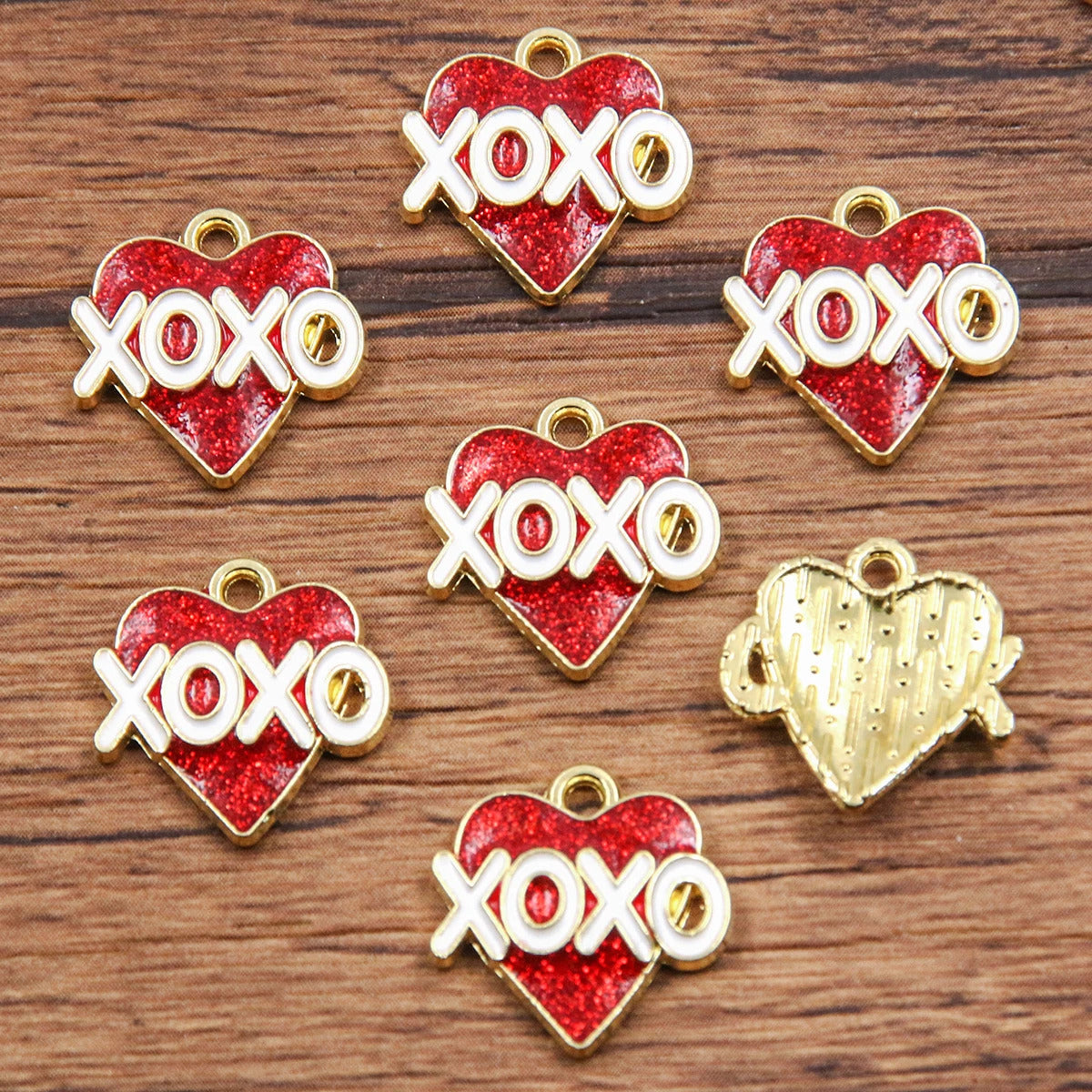 10Pcs 21 Style Mix Size Alloy Metal Drop Oil Valentine's Day Charm LOVE Heart Pendant For Enamel DIY Bracelet Jewelry Making