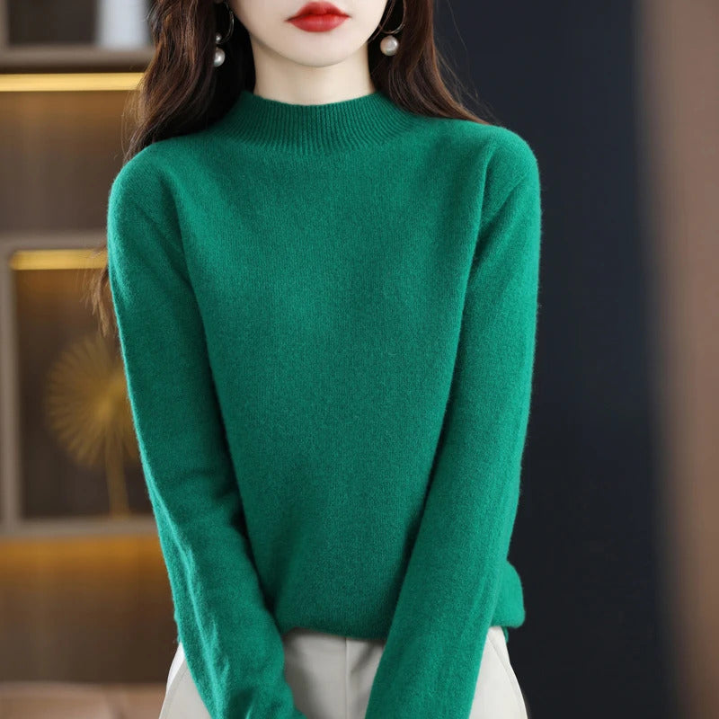 100% Pure Wool Half-neck Pullover In Autumn And Winter New Cashmere Sweater Women's Casual Knit Top Women's Coat 19 Colors