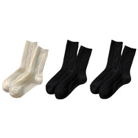 3 Pairs/Lot New Cashmere Wool Socks Women's Winter Thicken Warm Black White Pack Set Thermal Japanese Fashion Solid Color