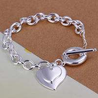 Hot 925 Sterling Silver Cute Buckle Side Chain Solid Bracelet for Women Men Charm Party Gift Wedding Fashion Jewelry