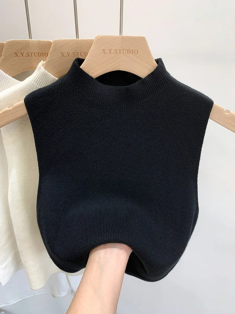 Women Knitted Tank Top Summer Fall Slim Sweater Short Sleeveless Solid Spring Autumn Sweaters Pullovers 2024