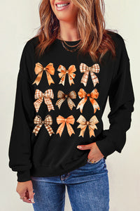 Black Thanksgiving Spice Bowknot Graphic Sweatshirt