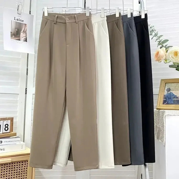 Fall Spring Black Suit Haren Pants Women Fashion Elastic High Waist Casual Trousers Woman Korean Style Solid Office Pant 2023