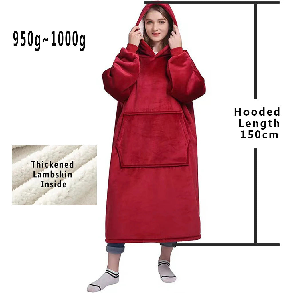 Winter Hoodies Sweatshirt Women Men Pullover Fleece Giant TV Oversized Blanket with Long Flannel Sleeves