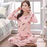 Fall and Winter Women's Suit Pajamas Long-Sleeved Long Pants Homewear Two-Piece Set Ladies Cartoon Pattern Sleepwear Loungewear