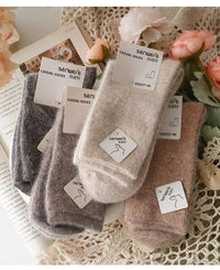 Wool Socks for Women Autumn Winter Medium Tube Socks Thickened with Wool Warm Rabbit Hair Socks Winter Black Cashmere Stockings