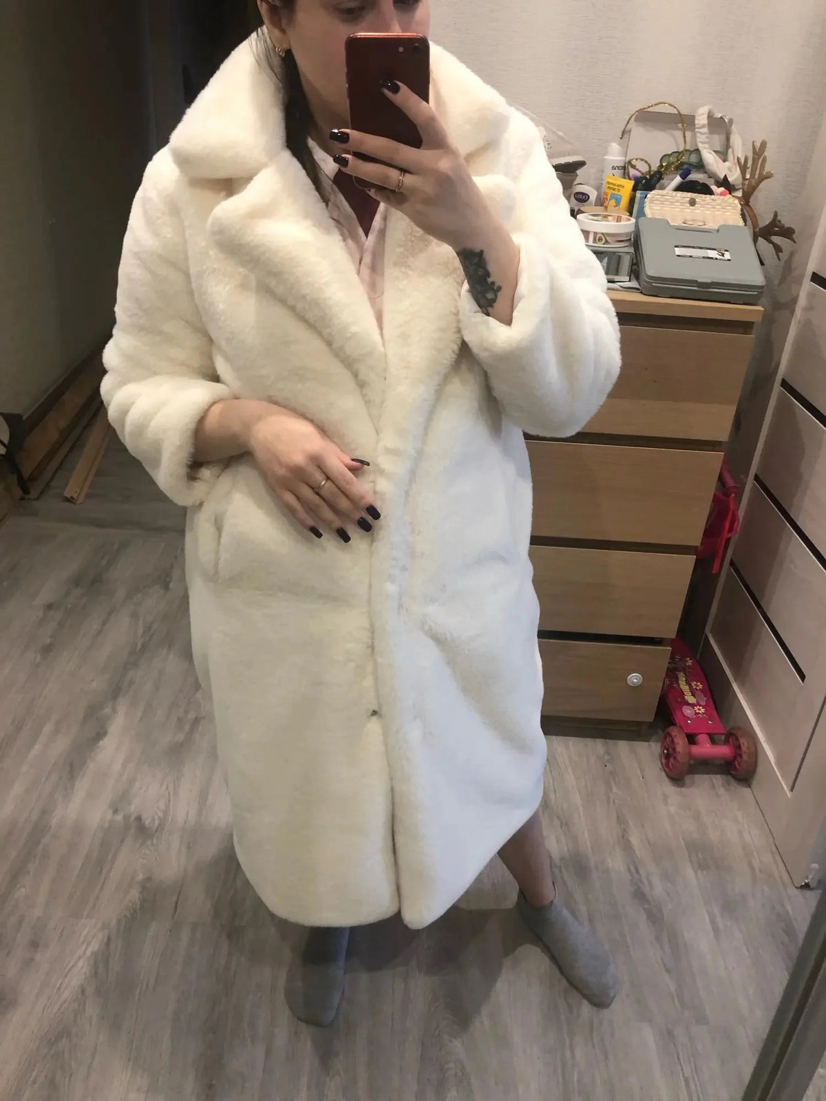 Winter Women High Quality Faux Rabbit Fur Coat Luxury Long Fur Coat Loose Lapel OverCoat Thick Warm Plus Size Female Plush Coats