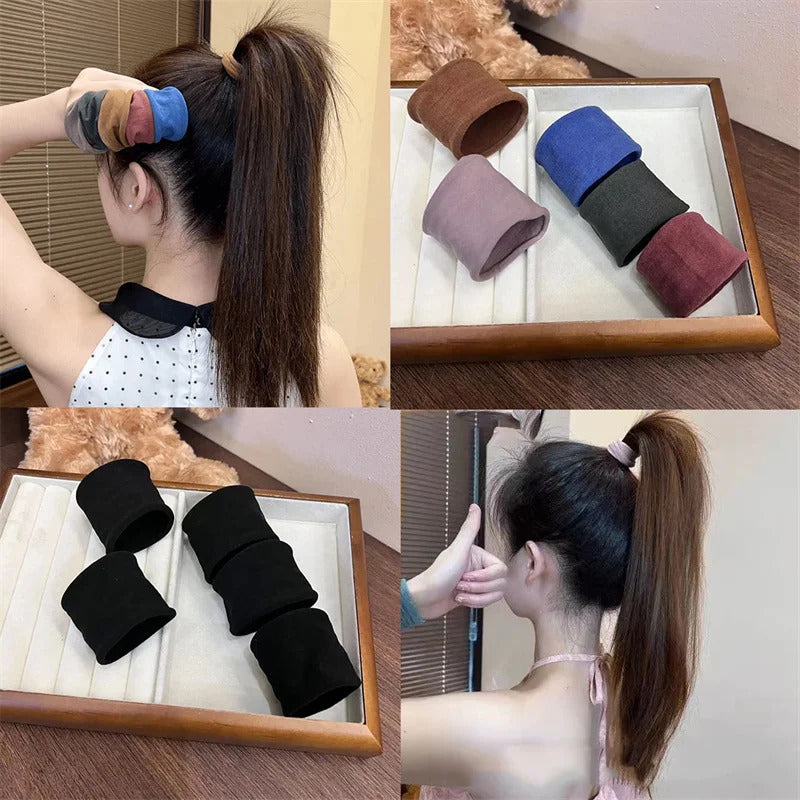 4 Set Solid Widen Thicken Hair Band Ropes Women Ponytail Holder Hair Tie Scrunchies Rubber Bands Korea Fashion Hair Accessories