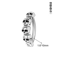 ZS 14/16G 925 Sliver Navel Piercing Ring Punk Skull Belly Button Rings for Men Steel Color Belly BCR Body Piercings Jewelry