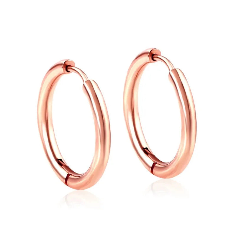 2Pcs Small Hoop Earrings for Women Men, Silver Color Stainles Steel Round Circle Pendientes Mujer 2023 Hypoallergeic