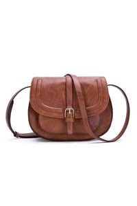 Chestnut Flapped Magnetic Buckle PU Leather Shoulder Bag