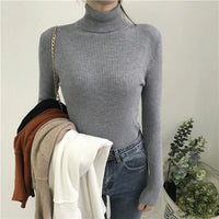 2024 Autumn Winter Thick Sweater Women Knitted Ribbed Pullover Sweater Long Sleeve Turtleneck Slim Jumper Soft Warm Pull Femme