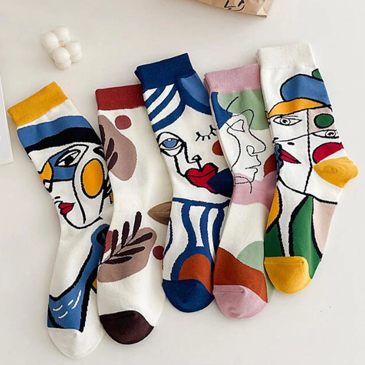 5 Pairs/Set Funny Socks Women Cute Middle Tube Cotton Socks Aesthetic Fun Socks Kawaii Cartoon Spring Summer Crew Socks