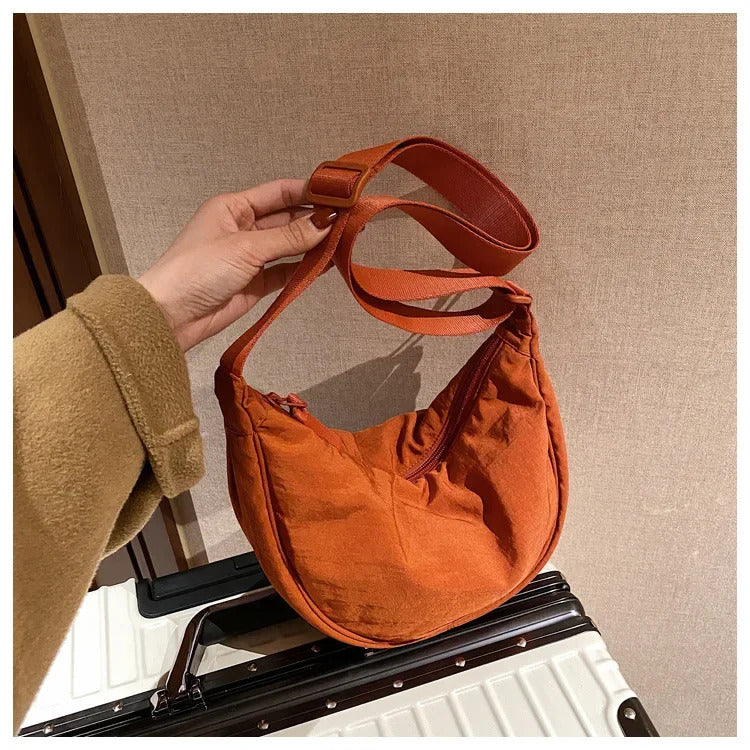 Casual Nylon Hobos Crossbody Bag for Women Shoulder Bag Woman Half Moon Chest Bags Tote Lady Travel Shopper Bag Female Purses