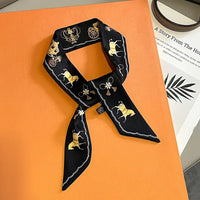 New luxury 5*85cm Slender Model Temperament Small Scarf Long Silk Scarf Hair Band Women's All-Match Double-Sided Streamer