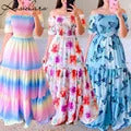 2024 Plus Size 3XL 4XL 5XL Women Dress Floral Chiffon Flower Dress Loose Bohemian Beach Summer Dresses Urban Gypsy Ropa Vestidos