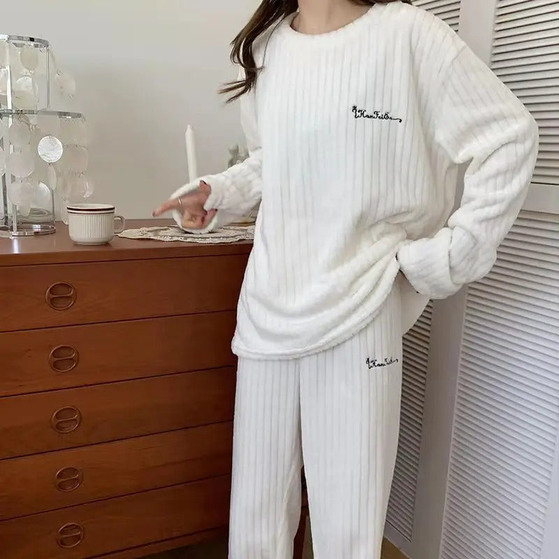 Winter Women's New Pajamas Homewear Suit Women's Fall and Winter Warm Clothes Coral Velvet Leisure Pajamas Padded Homewear