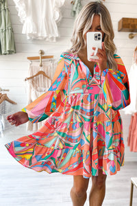 Women's Geometric Abstract Print Long Sleeve Shirt Dress