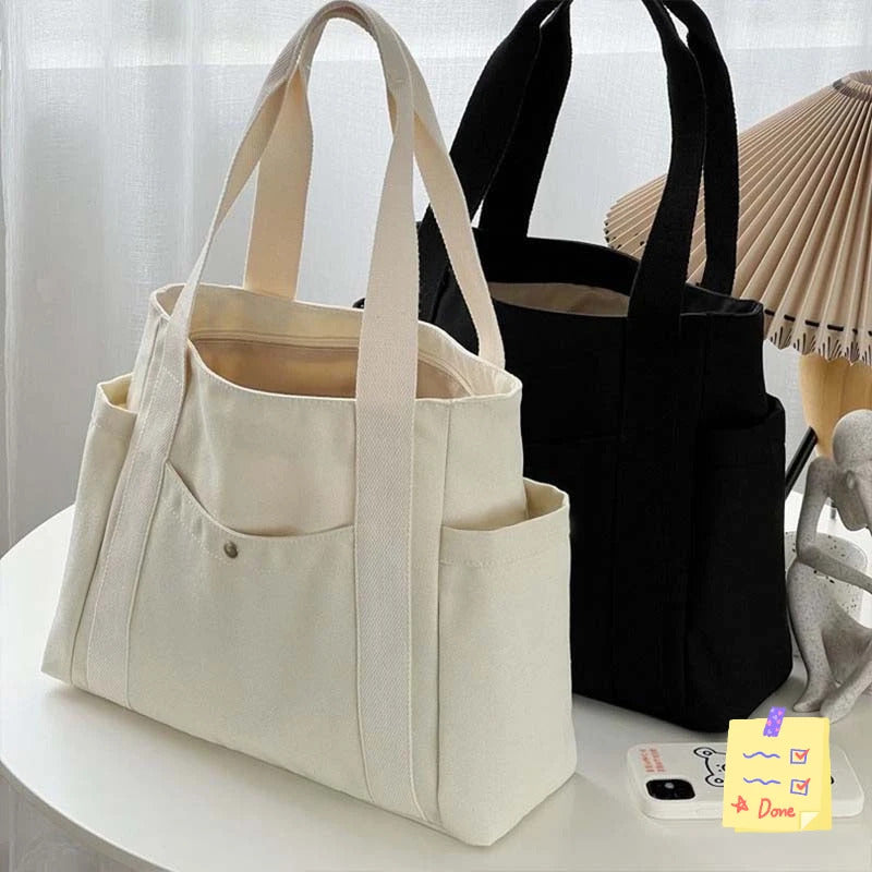 Large Capacity Canvas Tote Bags for Work Commuting Carrying Bag College Style Student Outfit Book Shoulder Bag Bolsos Para Mujer