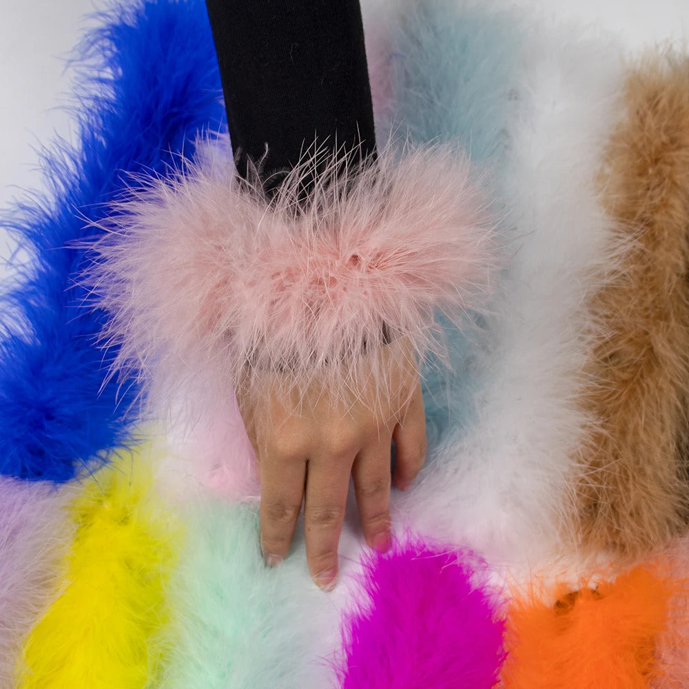 High Quality Real Fur Feather Cuffs Women's Summer Party Oversleeve with Feathers Fashion Ladies Feathers Cuff Snap on Wristband