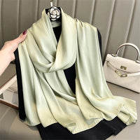 Foulard Silk Scarf Shawls Lady Bufanda Elegant Solid Scarves Women Sping Pashmina Hijab Wraps Female Beach Stoles 2024 Luxury