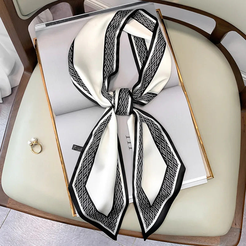 Long Silk Scarf Bag Tie Lady Neck Skinny Scarves Hairband Foulard Horse Print Brand Lady Neckerchief Ribbon 2021 Spring New