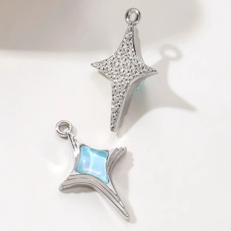 5pcs New Fashion Blue Moon Star Bow Heart Cloud Summer Cute Enamel Pendants Exquisite Pretty Style For Making Handmade DIY