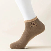 4/5/6/8 Pairs of Cute Teddy Bear Short Socks with Shallow Mouthed Spring and Summer Casual Matching Short Tube Boat Socks