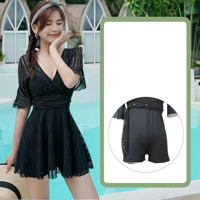 2021 New Korean Sexy Swimsuit Women High Cup Swim Bathing Suit Woman Bodysuit One Piece Swimwear Swimming Swimskirt