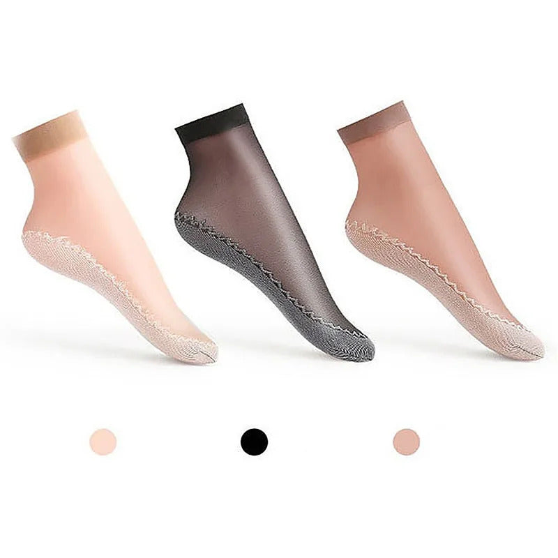 1/5/10pairs Womens Anti-Slip Socks ,Sweat Absorbing Cotton Bottom Velvet Socks, Ultrathin Breathable Summer Autumn Casual Sock