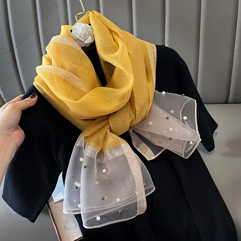 2024 Luxury Brand Women Fashion Scarf Plain Solid Silk Linen Shawls Scarves Summer Lady Bandanas Foulard Hijab